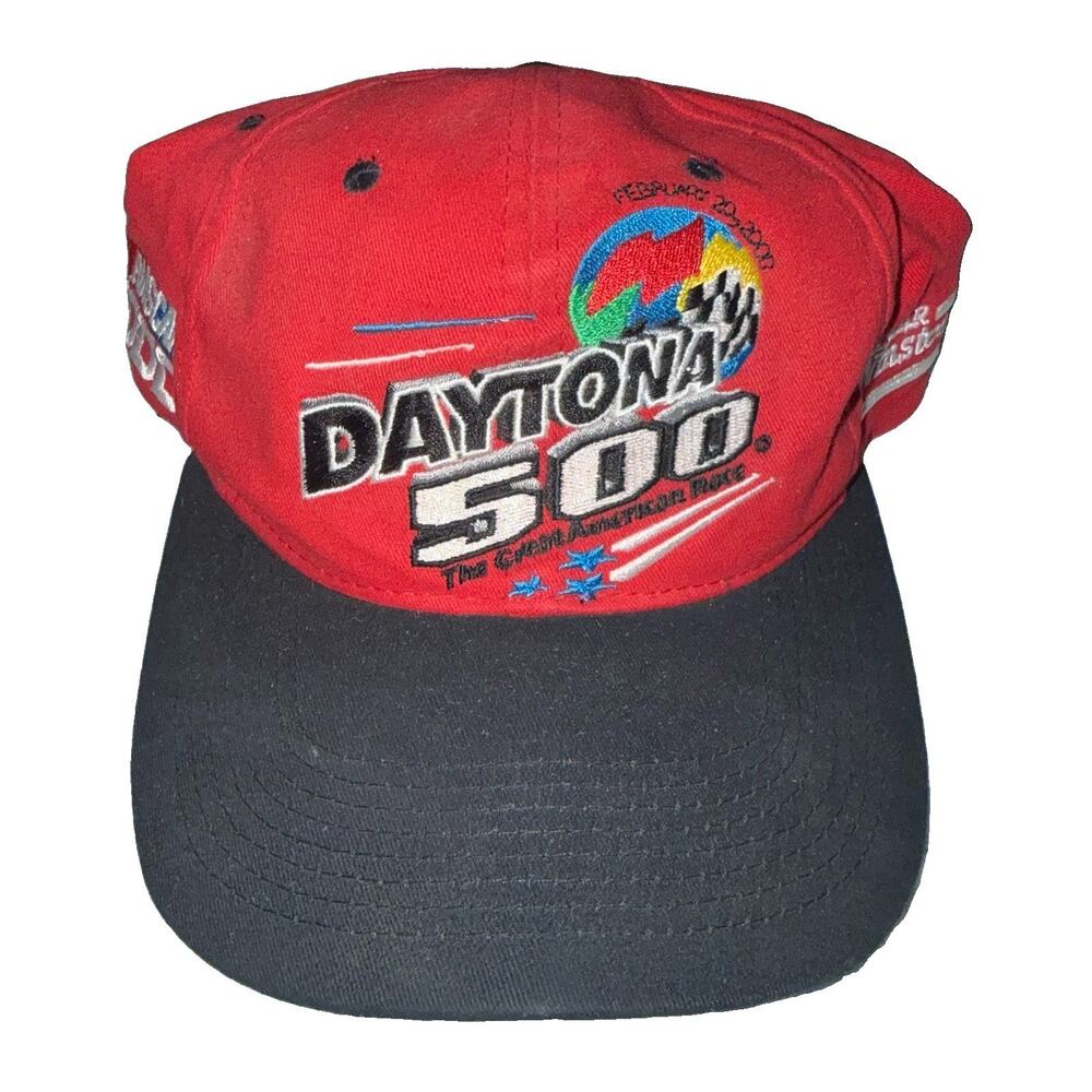 Vintage NASCAR 2000 Daytona 500 Red & Black Winston Cup Series Hat Cap Y2K